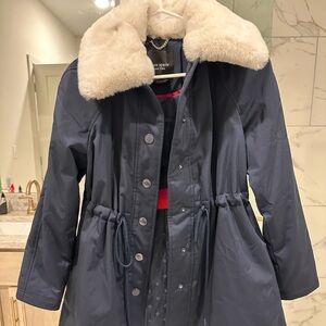 Kate spade cinched waist faux fur coat